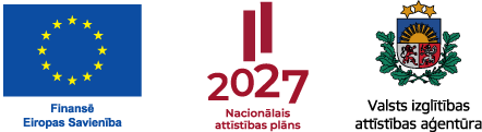 Eiropas Savienības, Latvijas Nacionālā attīstības plāna un Valsts izglītības attīstības aģentūras logo